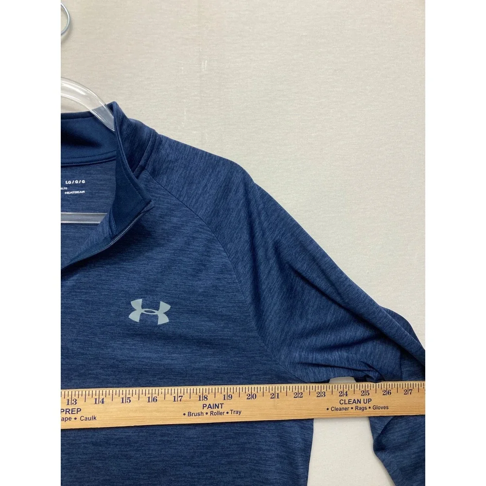 Under Armour Mens 1/4 Zip Pullover Large Navy HeatGear Tech Activewear